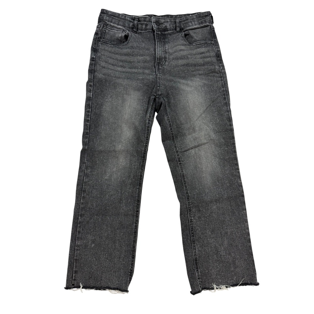 Oat Straight Leg Jeans Womens 31 Black Excellent Raw Hem High Rise